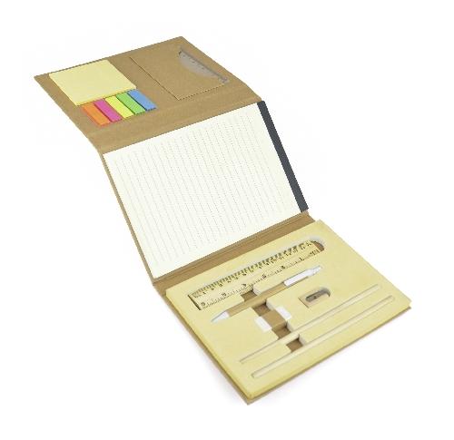 Eco Stationery Set - Ruler, Ballpen, Eraser, Shapener, Post It Flags, Notepad